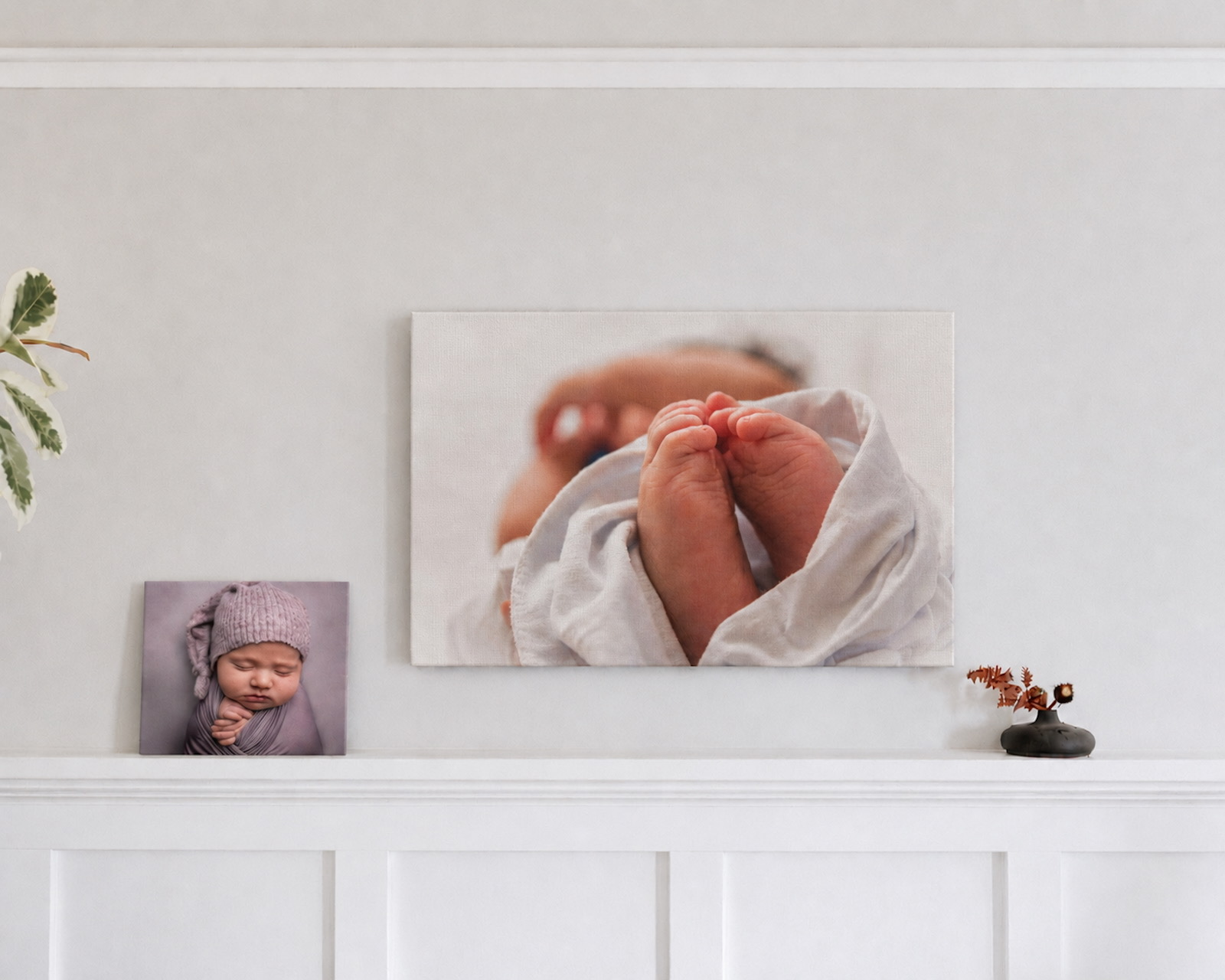 A baby newborn canvas print from SimplePrints