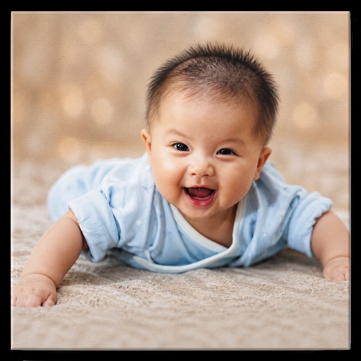 Baby Canvas Print shown at scale on a living-room wall