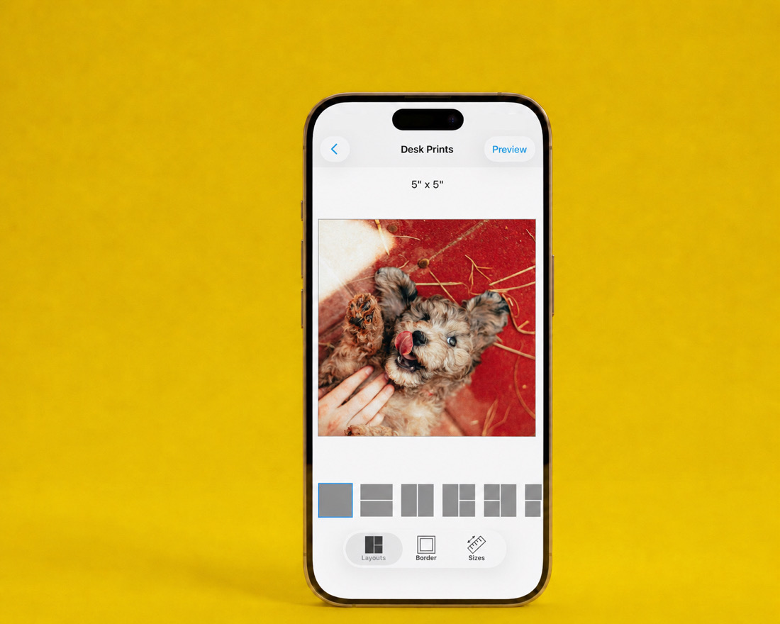 The SimplePrints app showing a pet desk print preview