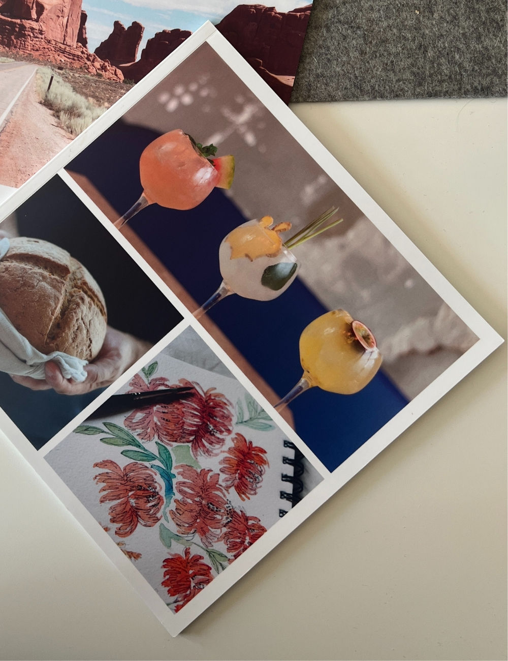 Photo book cover with a painting cocktails
