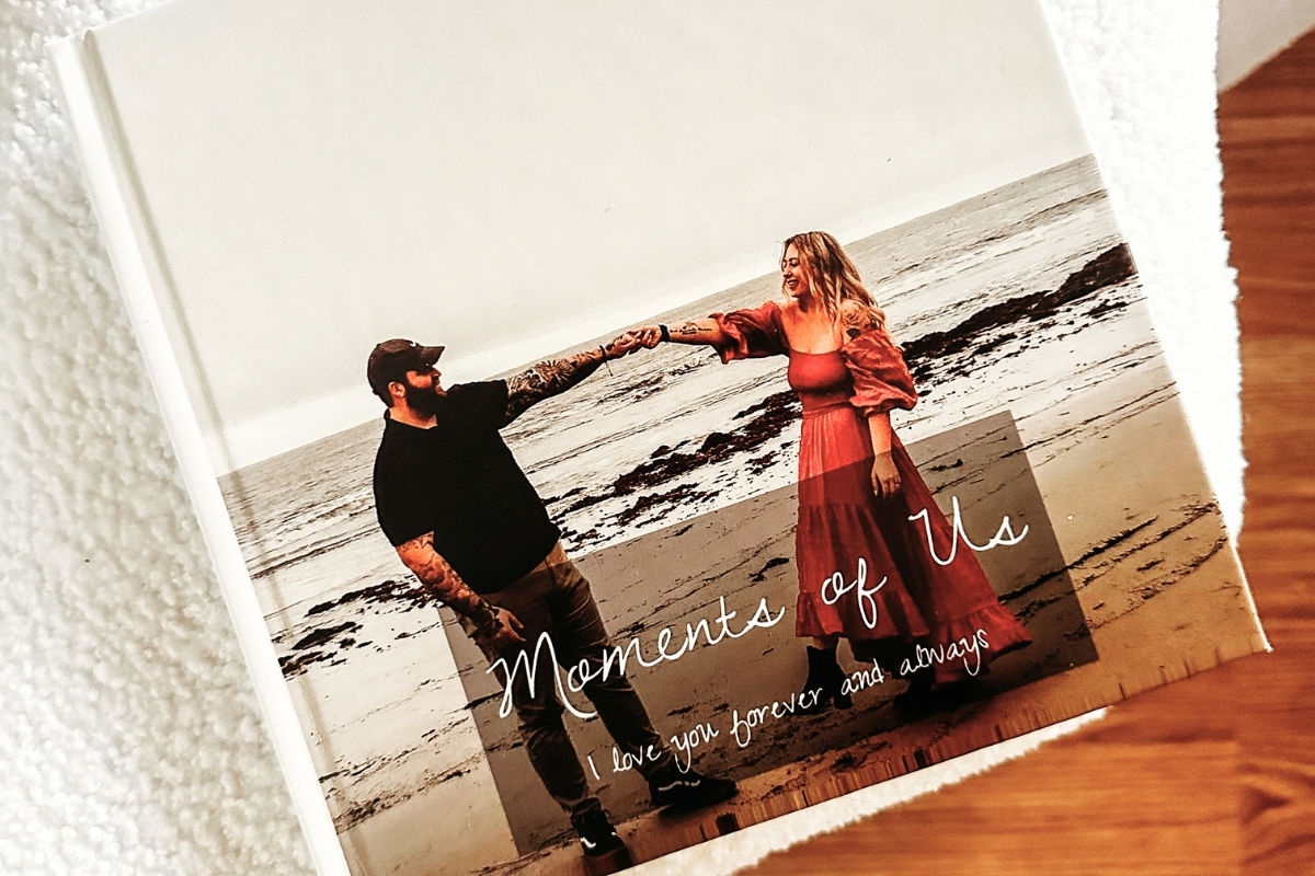 A SimplePrints Photo book with the title "Moments of us"