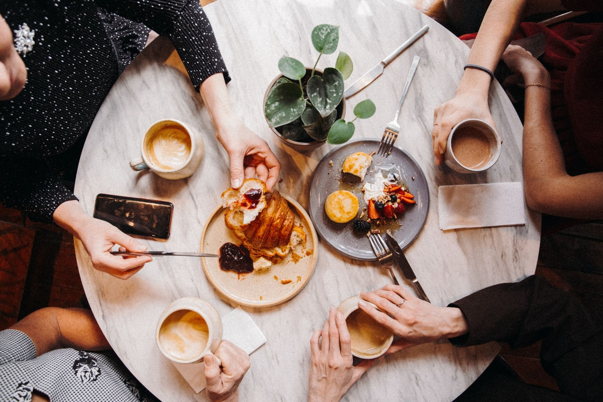 a group of friends eating brunch