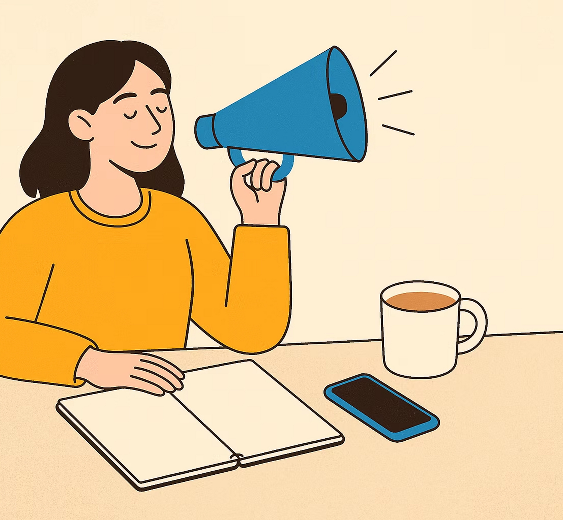 Illustration of a person happily opening their SimplePrints order