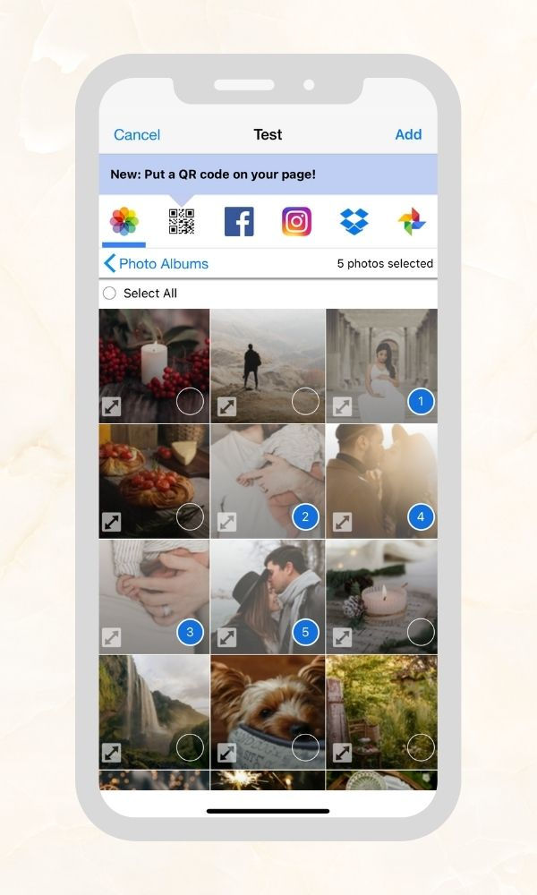Choose High quality photos in SimplePrints app. You can choose photos from Phone's gallery & platforms like Facebook, Instagram, Dropbox, Google Photos.