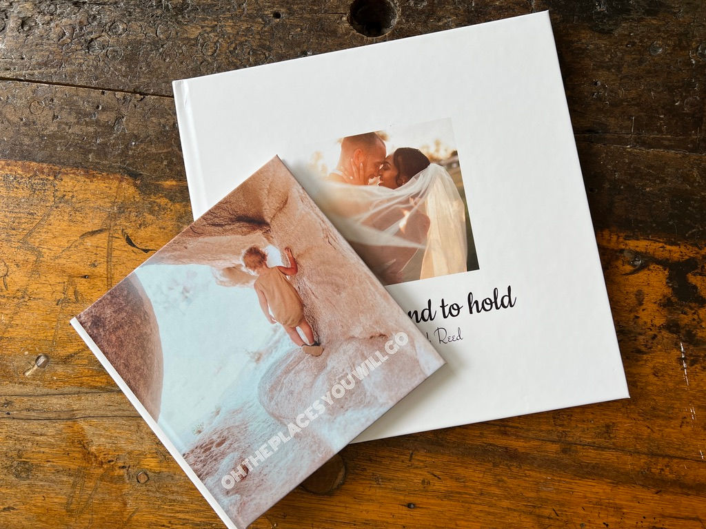 Close-up of a layflat photo book's uninterrupted photo spread