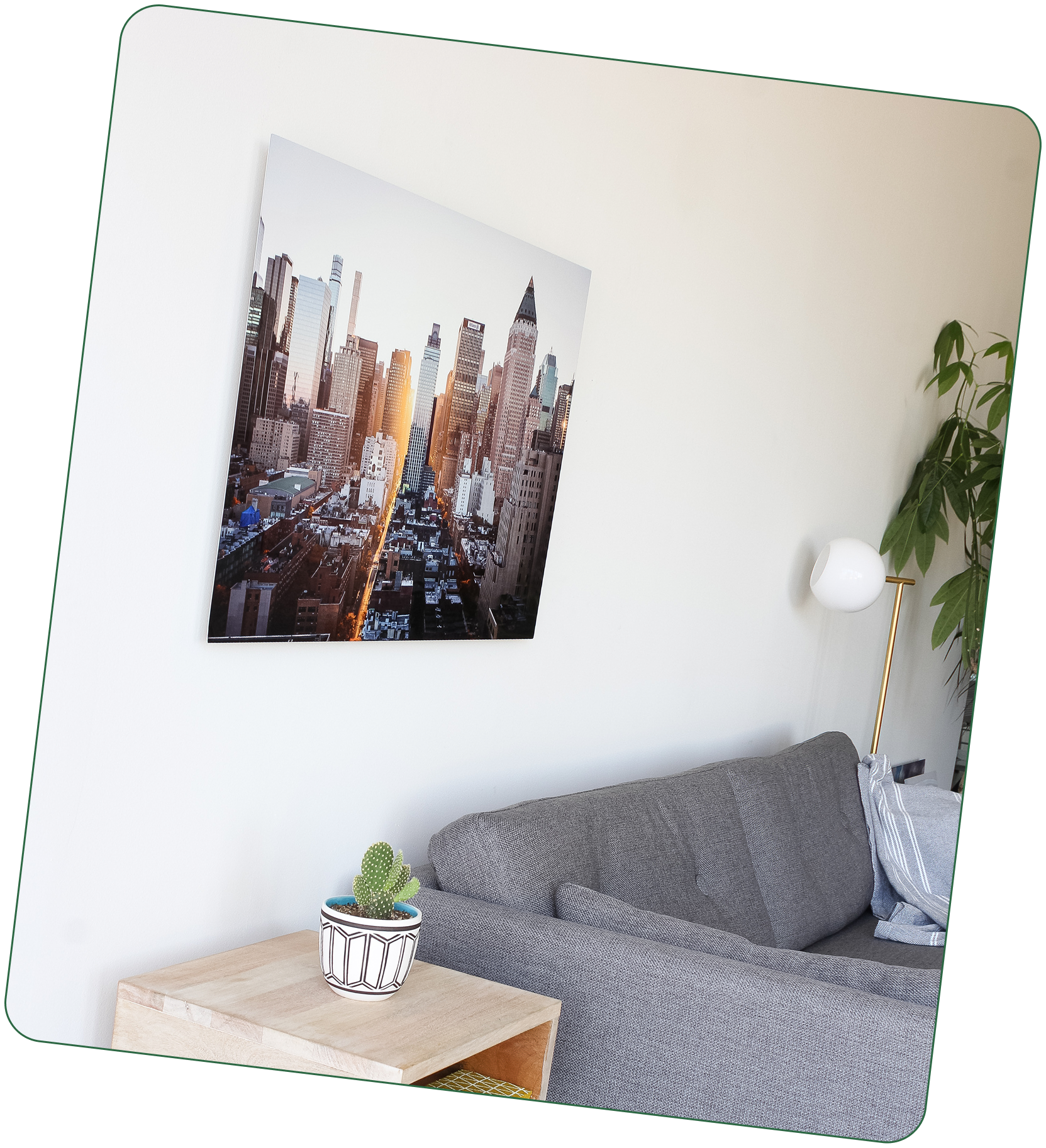 A metal print displayed on a wall
