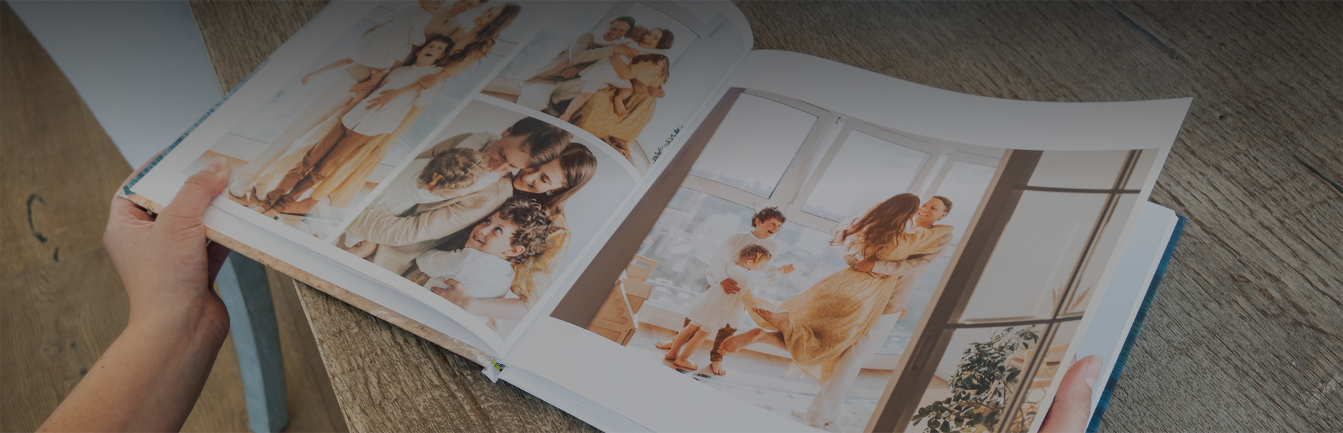A photo book open on display