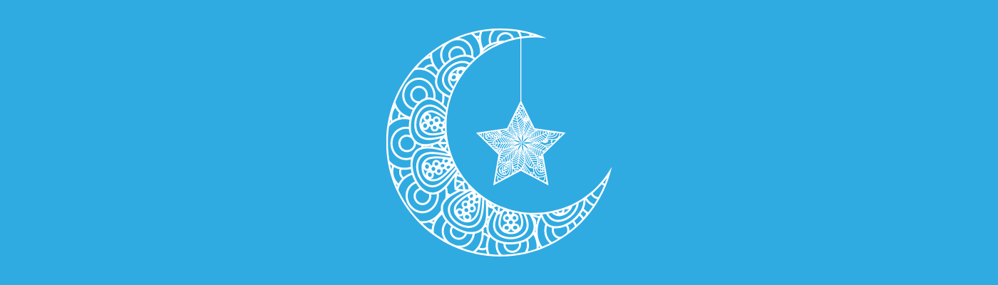 Blue banner with a moon and a star