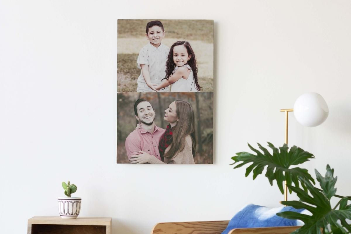 Create a personalized Canvas Print of then and now pictures so they can be hung side-by-side!